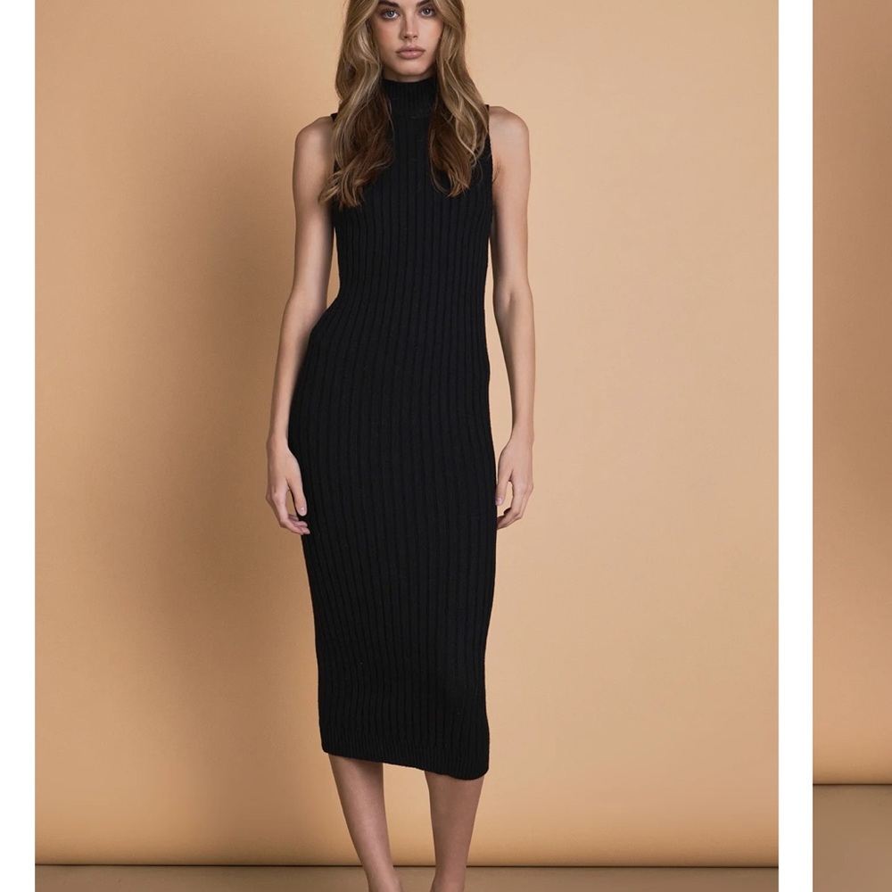 Endless Rose Black Ribbed Dress